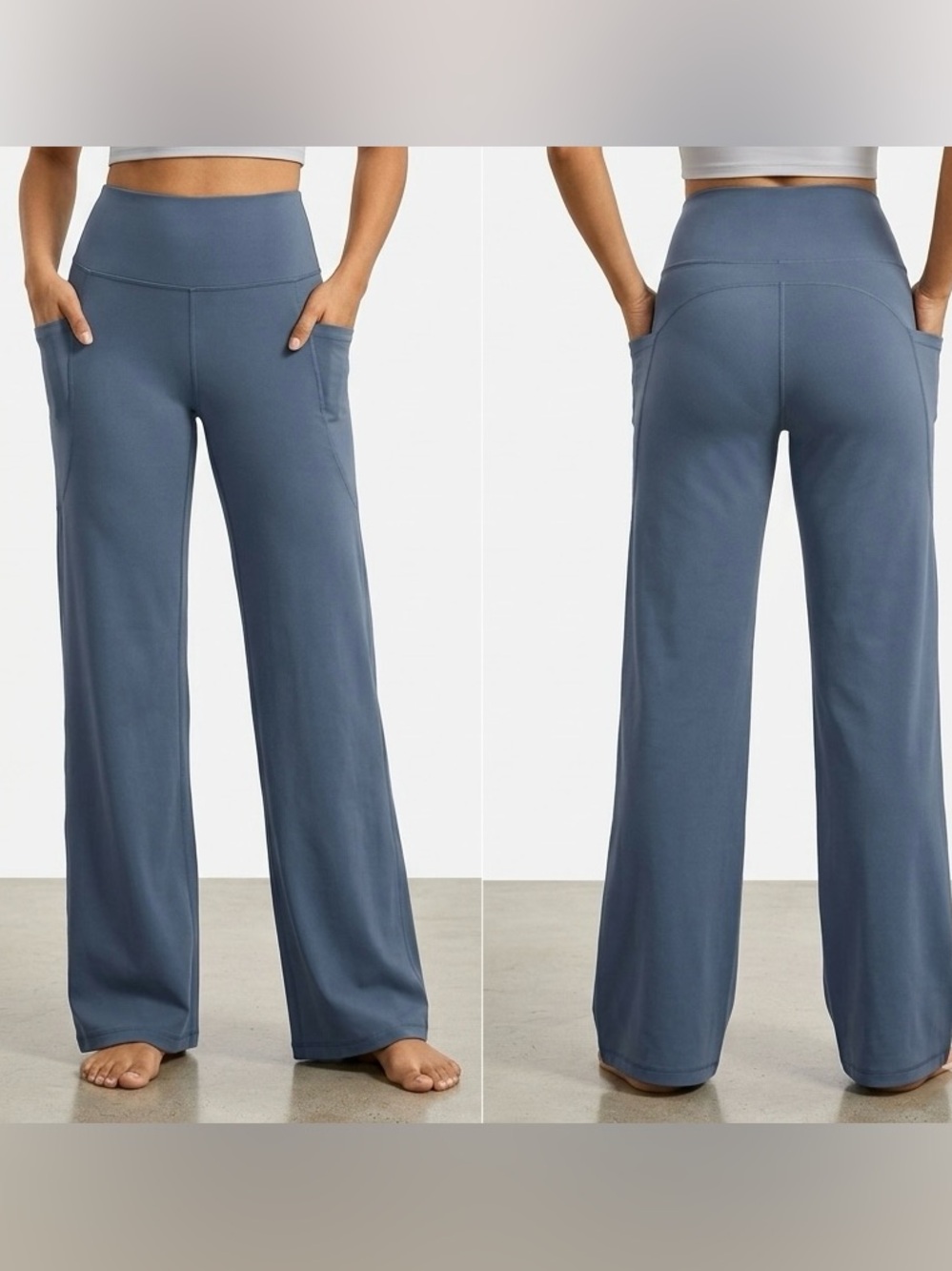 Member's Mark Flare Yoga Pants High Rise Stretch,Size L-Medium blue color